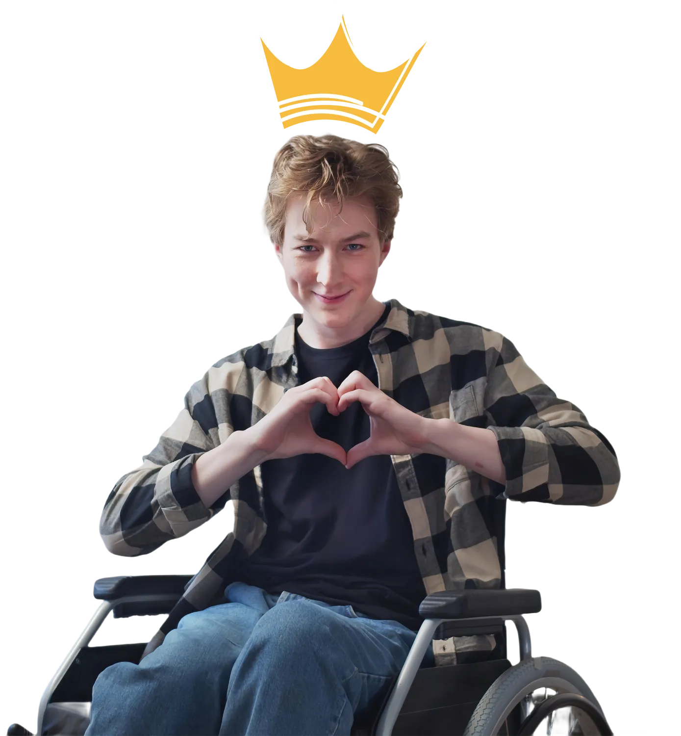 Happy young NDIS participant making a heart shape with hands in Gold Coast setting